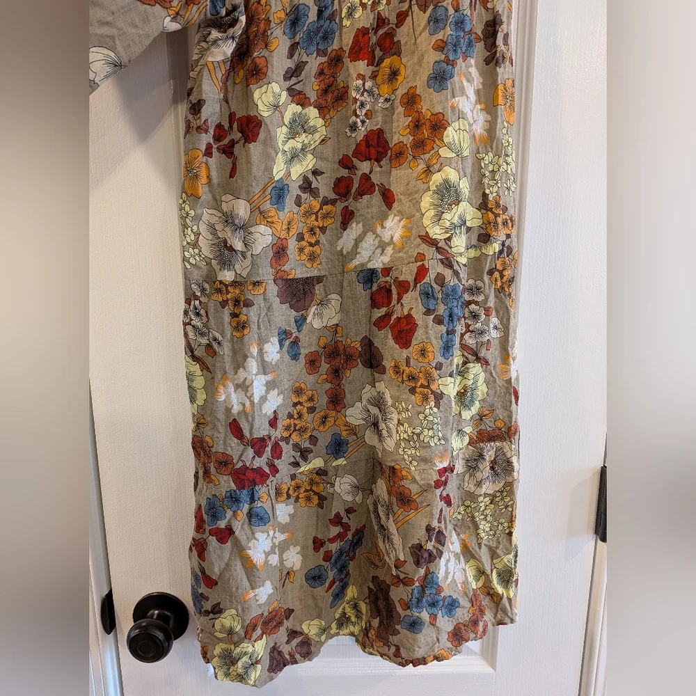 Natural Life Patti Palazzo Pants Wide Leg Floral Tiered Tan Size M Bohemian - Picture 11 of 14